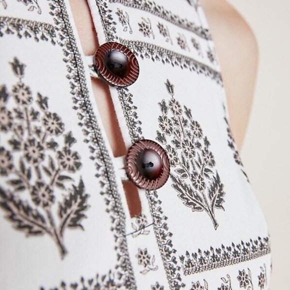 Anthropolgie Woodblock Midi Dress SZ 8 US 40 EU Fit N Flare Sleeveless Cotton - Picture 4 of 5